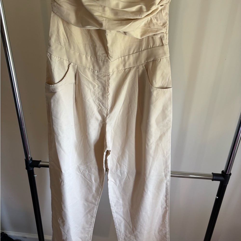 PrettyLittleThing Cream Jumpsuit